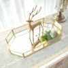 Gold Trim Geometric Mirror Tray